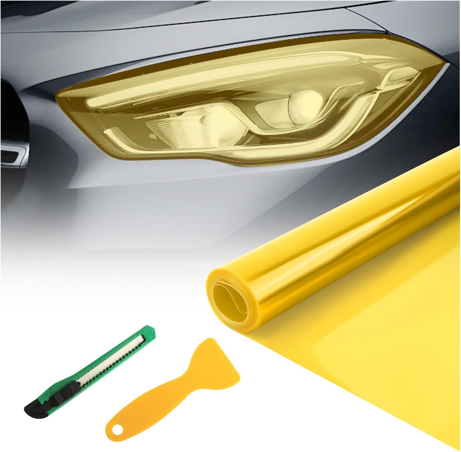 Car Headlight Tint Film Kit, 12x47" Tail Light Tint (Yellow)