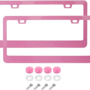 Stainless Steel License Frame - Pink, 2-Pack