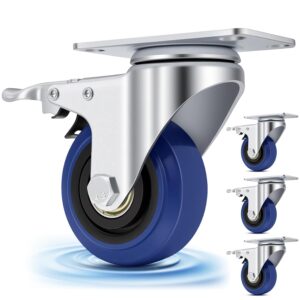 Nefish Blue 3in Heavy Duty Swivel Casters, 1200 lbs Load