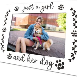 Rustic Wooden Photo Frame - Girl & Her Dog - 4x6