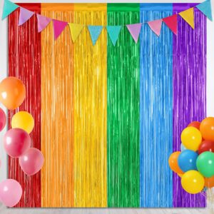 2 Pack Rainbow Foil Curtains, 3.28 x 7.05 Ft
