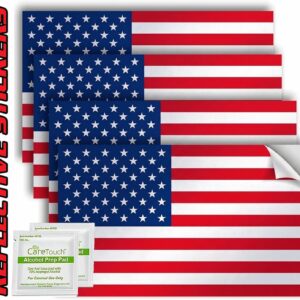Patriotic American Flag Decals Set (4-Pack) – 4x2.5" Vinyl Stickers