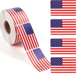 USA Flag Stickers Roll - 500pcs Patriotic Red White Blue