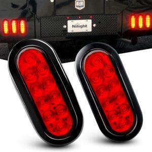 Nilight TL-01 6" Oval Red LED Tail Lights 2PCS