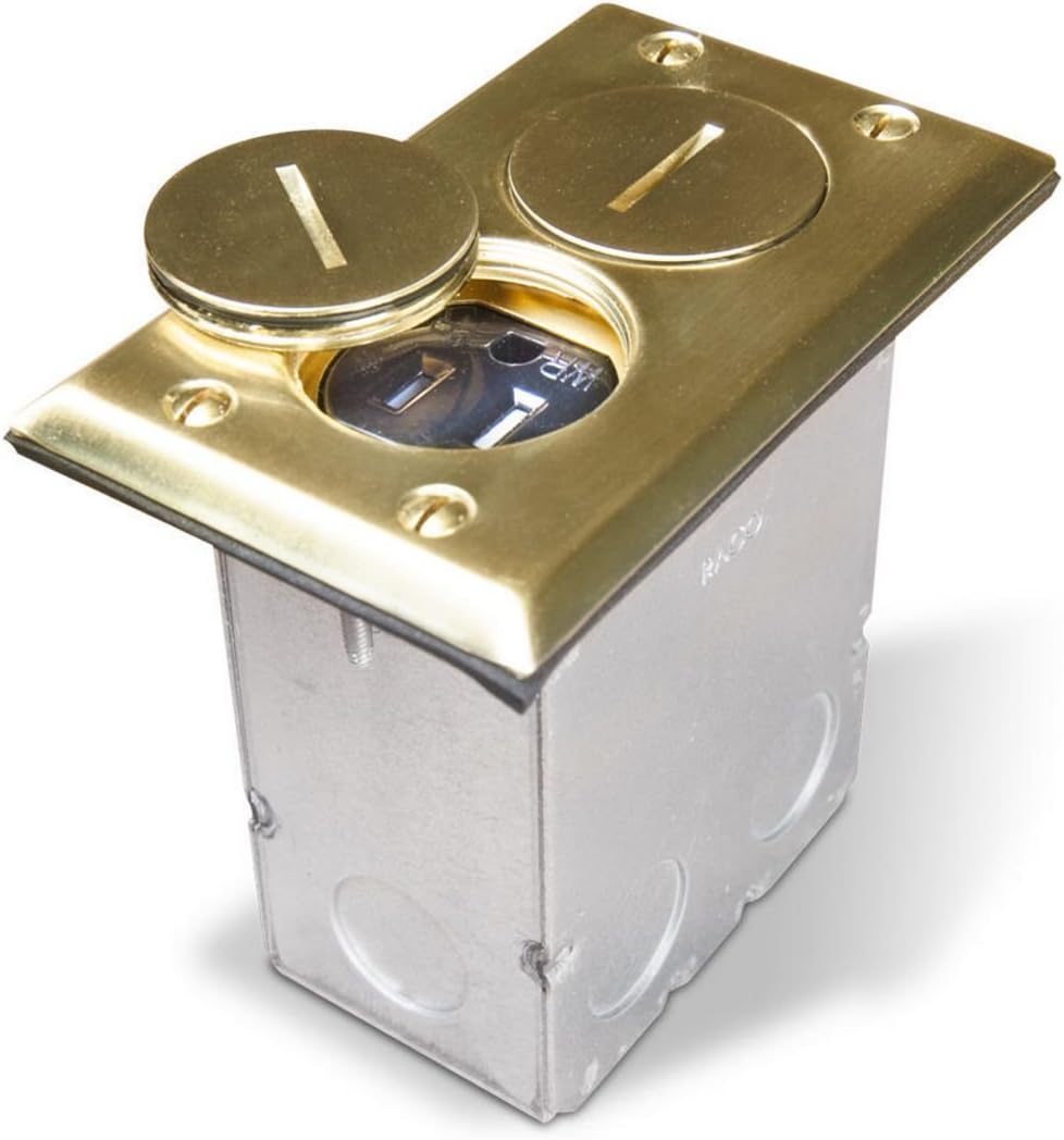 RACO 6500BR-5 Brass Floor Box Kit w/ Receptacle