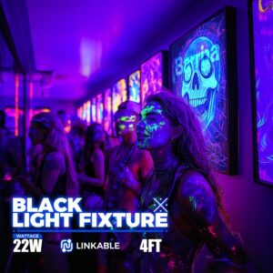 Barrina 4-Pack UV LED Blacklight Bar, 22W 4ft T5 Fixture