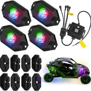 RGB LED Rock Lights Kit, Bluetooth App Control, IP68 Waterproof