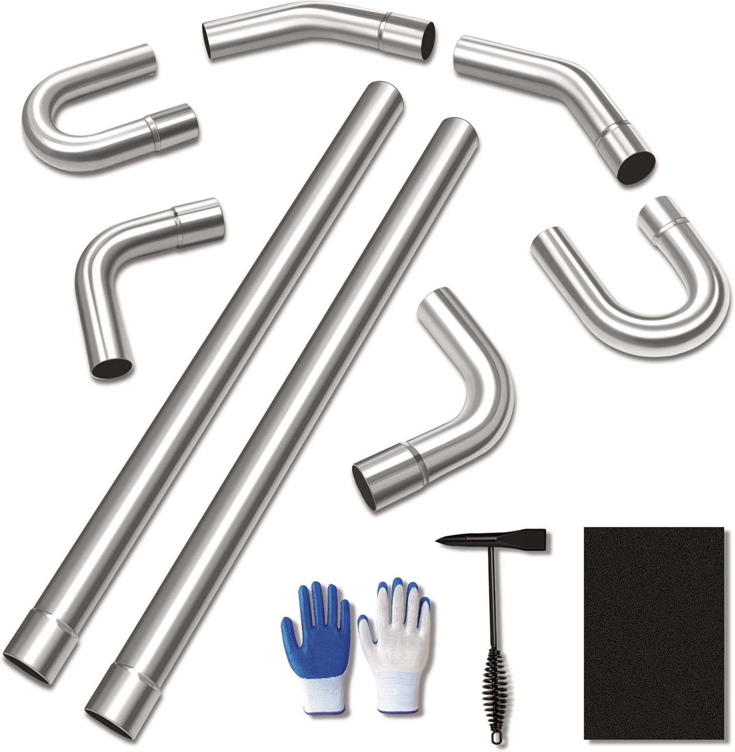 VONLX 8pc Exhaust Pipe Kit 2.5in Steel Mandrel Bend