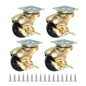 PATIKIL 1.5in Ball Caster Wheels w/Brake, 4-Pack
