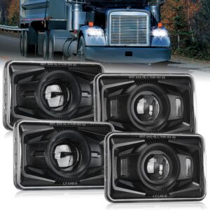 Nilight 4x6 Inch LED Headlights – DOT Approved H4651 H4652 Replacement, 60W Hi/Lo Beam, 4-Pack