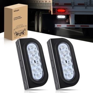 Nilight 6in Oval Trailer Tail Lights - White LED 2PCS