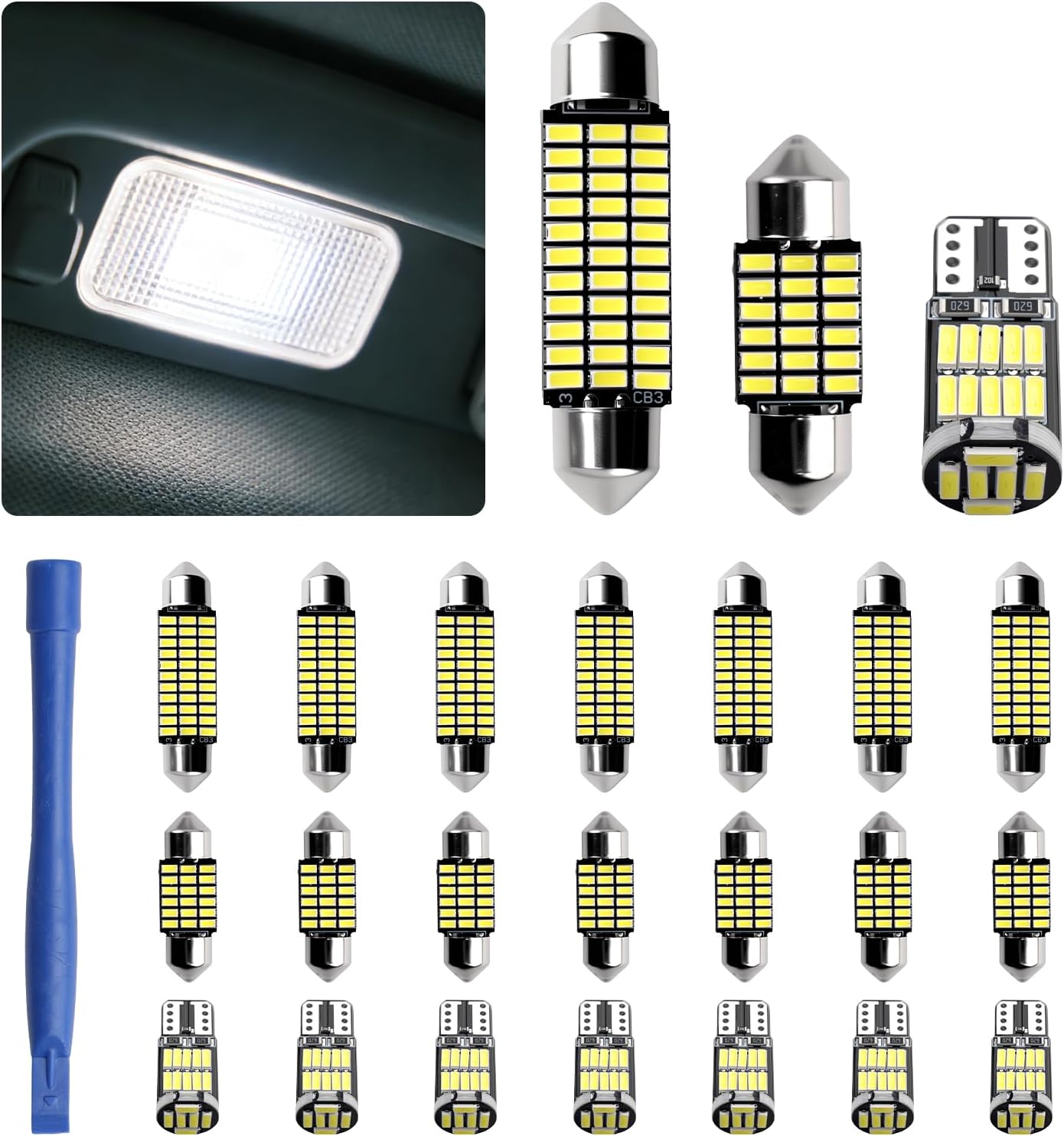 24-Piece LED Car Interior Light Kit - Fits Most Vehicles