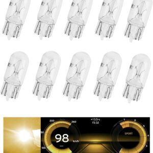 10PCS T10 168 Car Bulbs, 12V 5W W5W White Halogen Bulbs