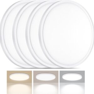 4-Pack LED Flush Mount Ceiling Lights, 24W 3 Color Temps