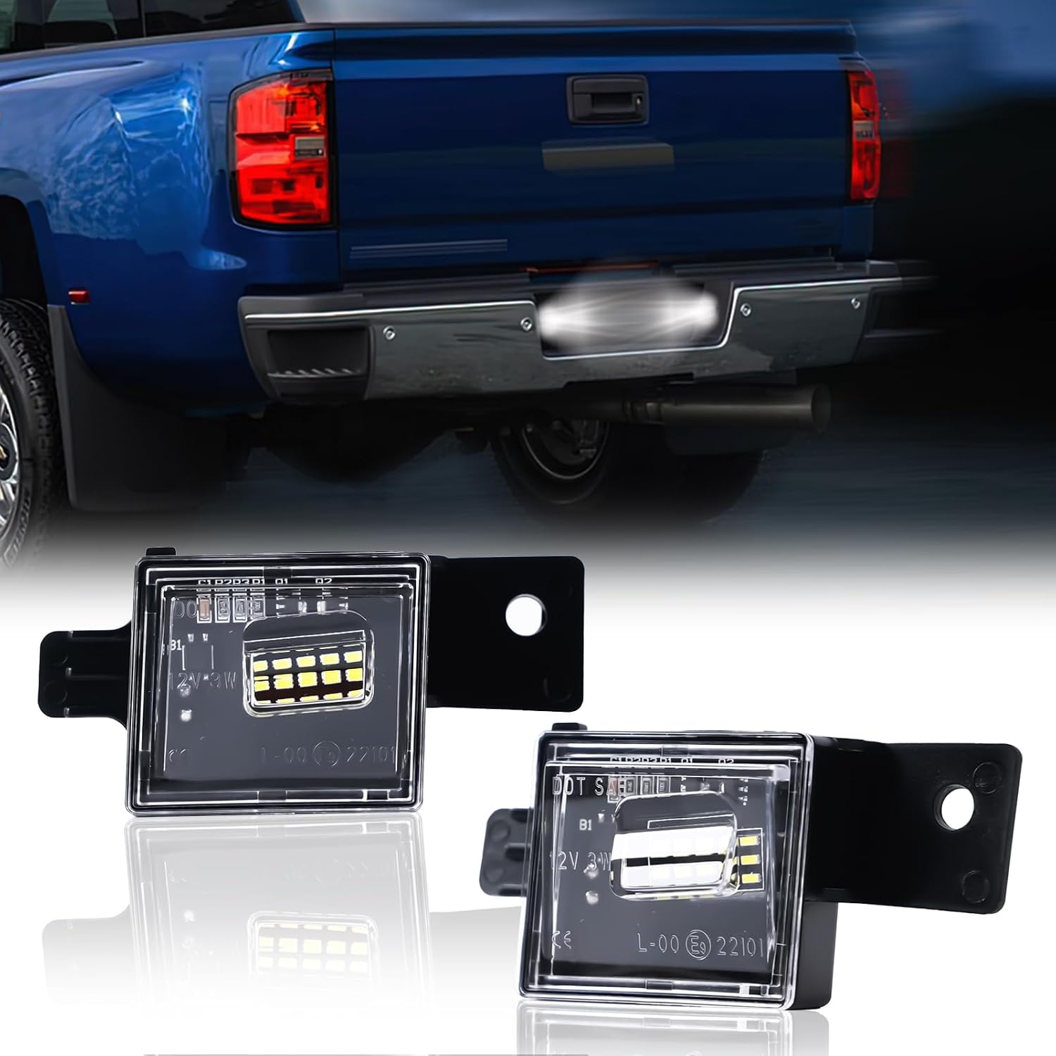 LED License Plate Lights for Chevy Silverado Sierra 2014-2025