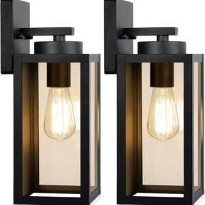 BesLowe Outdoor Wall Lights, 2-Pack Matte Black Lanterns