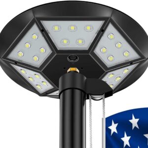 ZZE Solar Flag Pole Light, 3000lm, 24h Auto Dusk-to-Dawn
