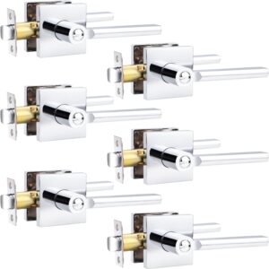 Probrico Privacy Door Handles 6-Pack, Chrome, Modern Lockset
