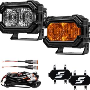 SUPAREE Recon 2 3in LED Offroad Pod Lights - 80W Flood/Amber Combo, IP68/IP69K Waterproof