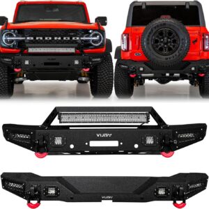 Black Steel Bumper w/ Winch & Lights for Ford Bronco