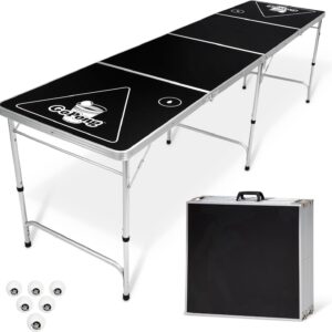 GoPong 8ft Portable Beer Pong Table – Black, Football, Flag or Custom