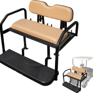 NOKINS Golf Cart Rear Seat Kit Fits EZGO TXT | Tan Flip Seat