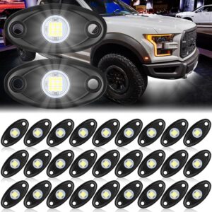 Baquler 30-Pod Rock Lights, White Underglow for Trucks & Cars