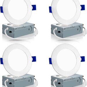 Meconard 4-Pack LED Recessed Ceiling Lights 4" Selectable 3000K-5000K