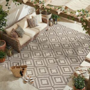 Jinchan 8x10 Stone Taupe Geometric Jute Rug
