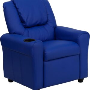 Flash Furniture Kids Recliner Chair w/ Cup Holder, Blue