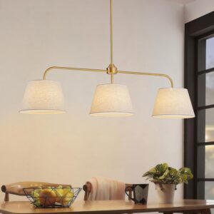 40" Antique Brass Kitchen Island Light, 3-Light Chandelier