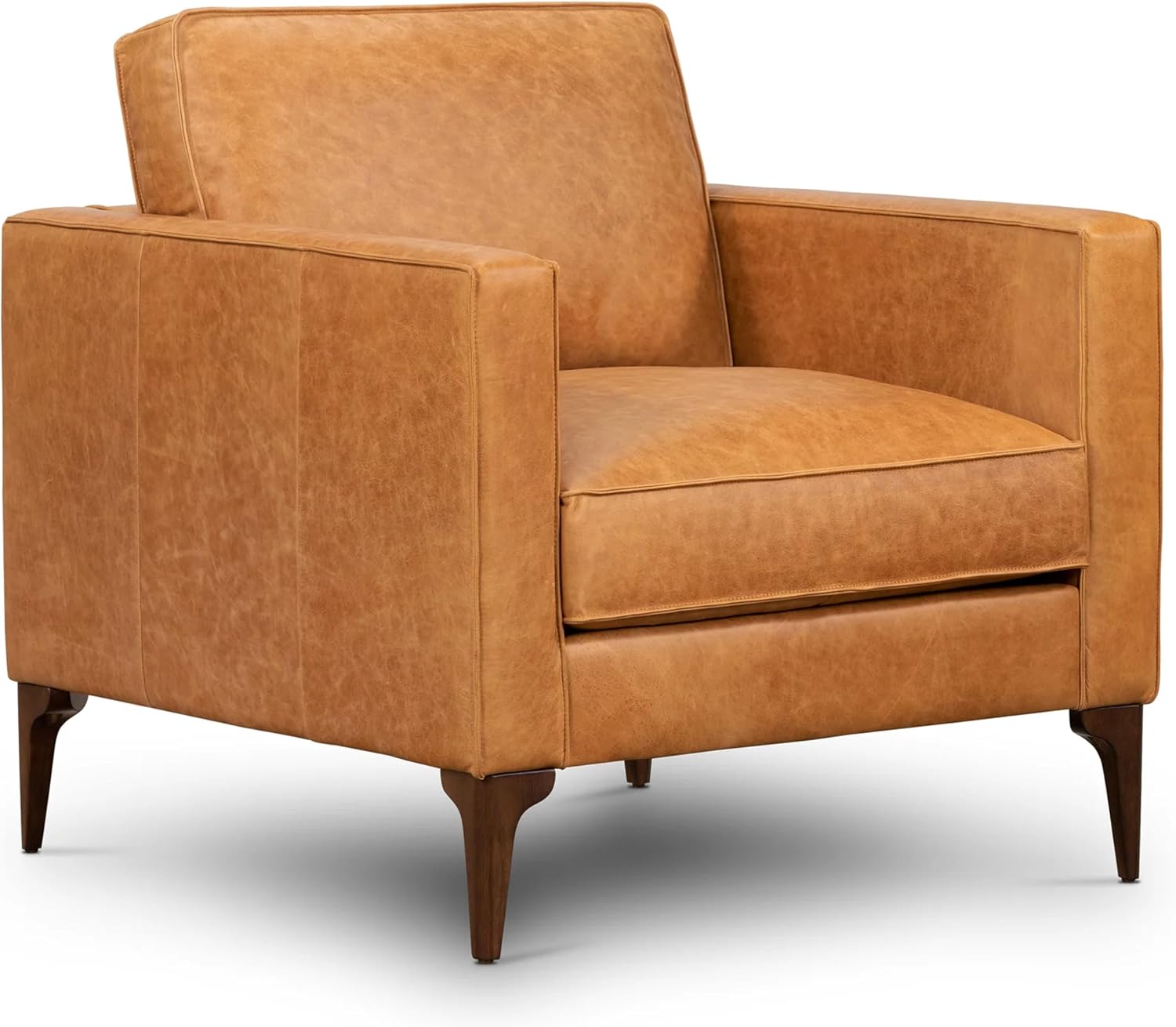 Mateo Leather Lounge Chair – Cognac Tan Full-Grain