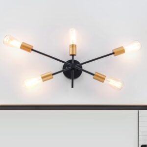 Modern 5-Light Sputnik Wall Sconce, Industrial Vanity Fixture