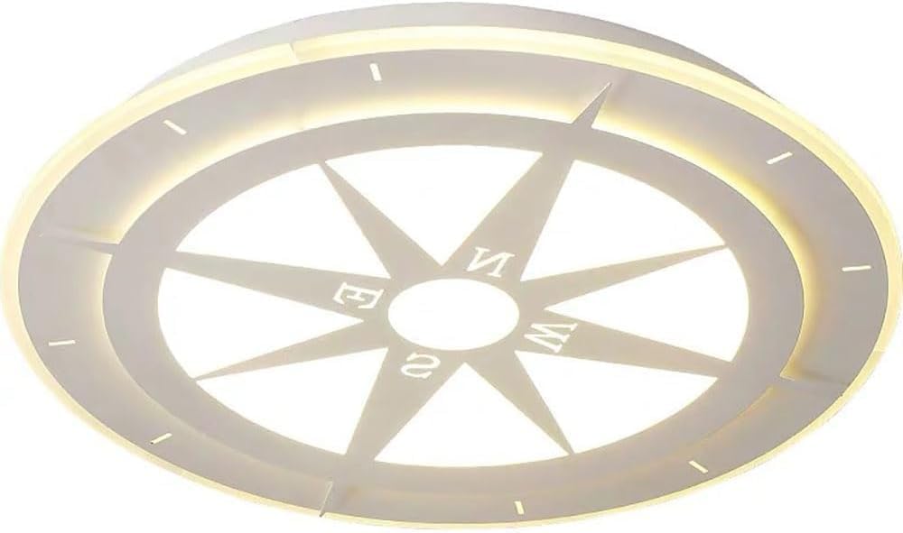 Nautical Compass LED Ceiling Light - Dimmable 3 Colors (White, 42cm)