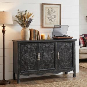 RoyalCraft Sideboard w/ 3 Doors, Distressed Black