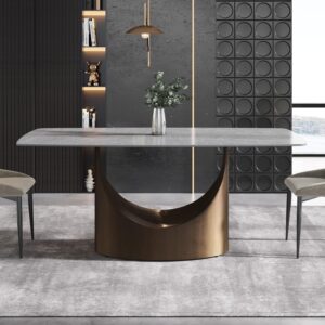 Gray Sintered Stone Dining Table, 70.8"L, Seats 4-6