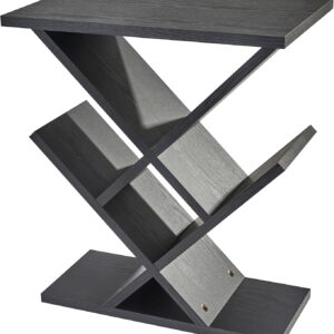 Adesso Zig-Zag Accent Table - Black Storage Side Table