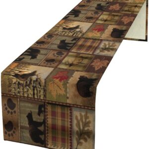 Rustic Farmhouse Deer Bear Table Runner 13x36in