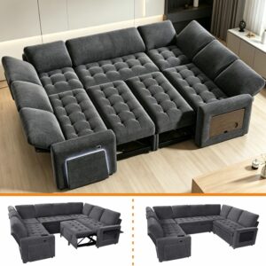 Opoiar 102" U-Shaped Sleeper Sectional w/Pull-Out Bed