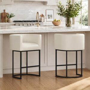 ClinQ 26" Counter Height Bar Stools | Set of 2, Black & White
