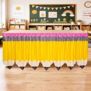 Frienda 6ft Pencil Table Skirt for Classrooms