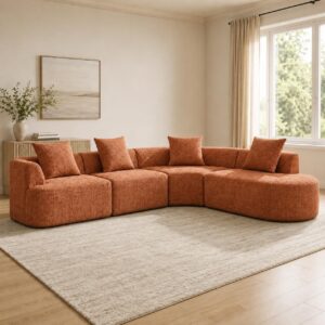 Brelice 123" Curved Modular Sectional Sofa - Rust