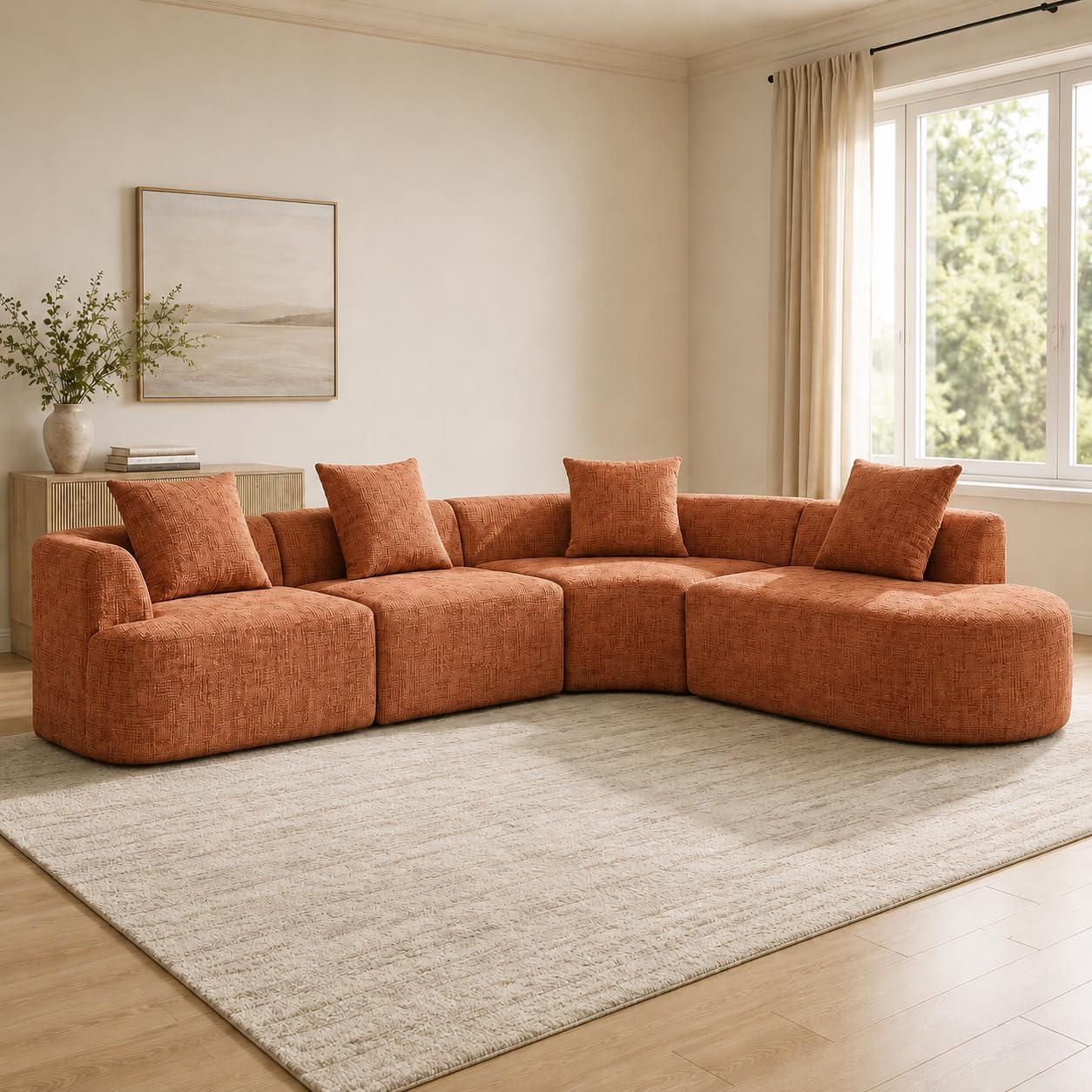 Brelice 123" Curved Modular Sectional Sofa - Rust