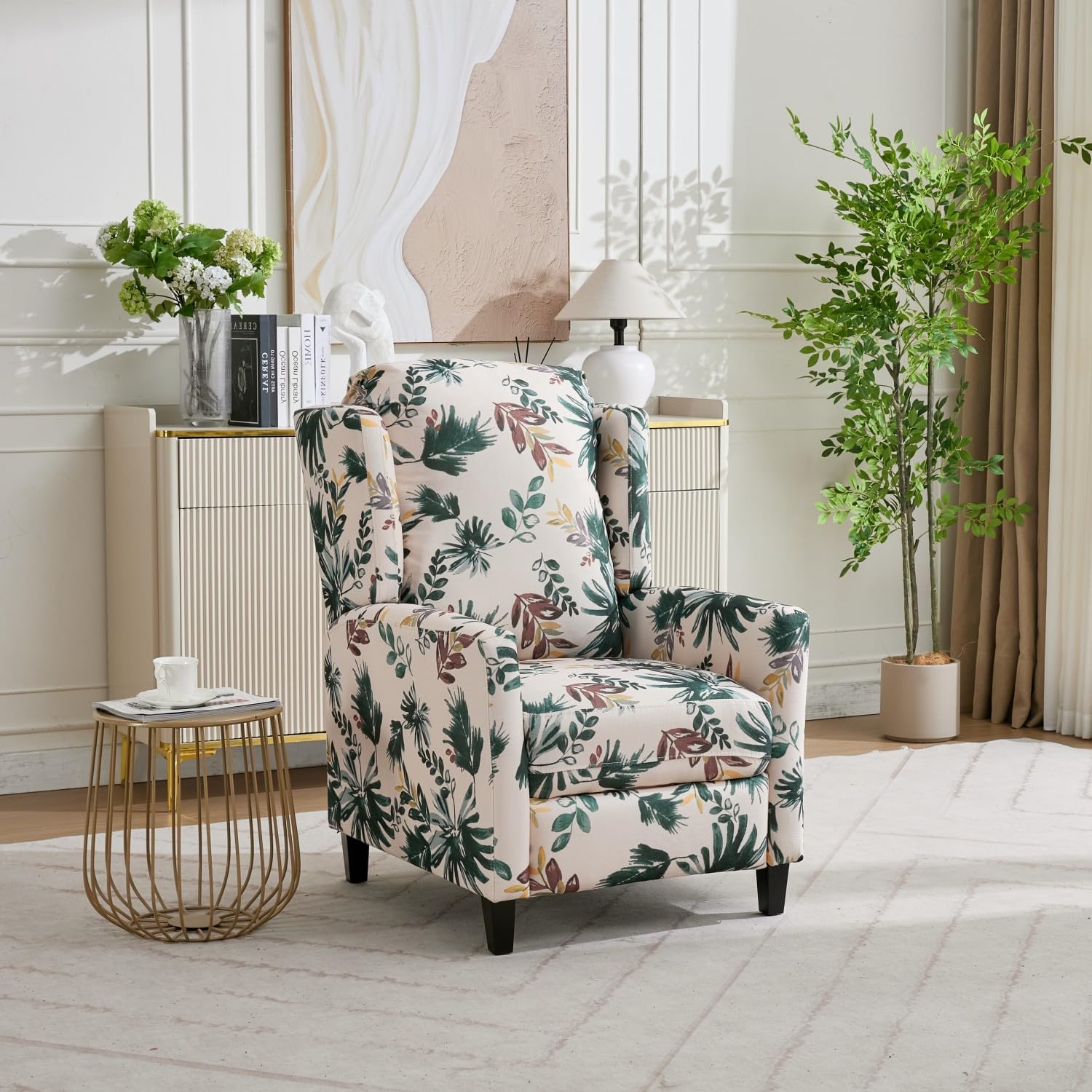 KISSLIVE High-Back Recliner Chair - Blue Floral, 250 LBS