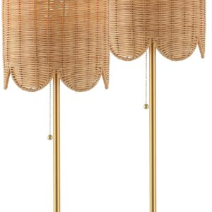 Jonathan Y Gold Rattan Bedroom Lamp Set (2-Pack)