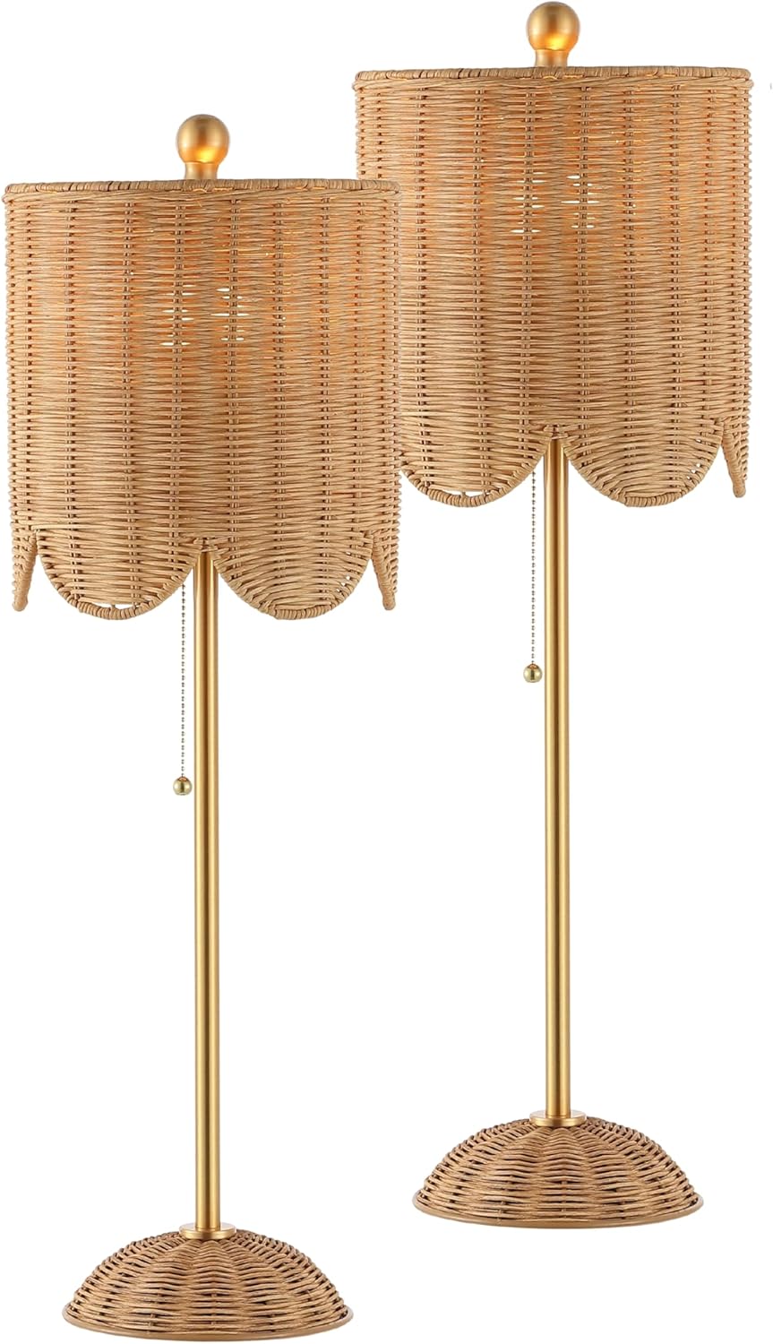 Jonathan Y Gold Rattan Bedroom Lamp Set (2-Pack)