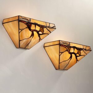 Robert Louis Tiffany-Style Wall Sconces, Set of 2, Copper Glass
