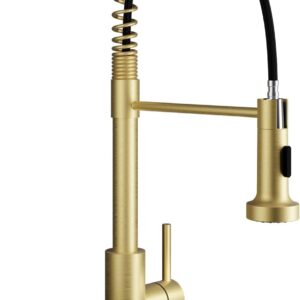 Weirun Brushed Gold Pull-Down Kitchen Faucet