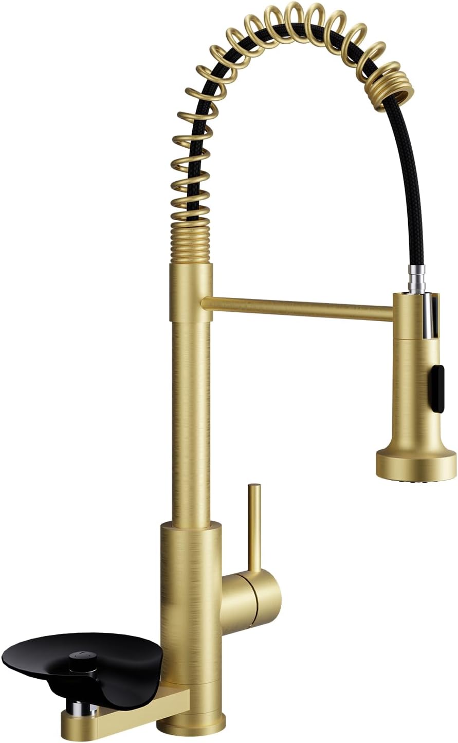 Weirun Brushed Gold Pull-Down Kitchen Faucet