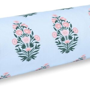 Hofdeco Coastal Bolster Pillow Cover, 6x20", Baby Blue Pink
